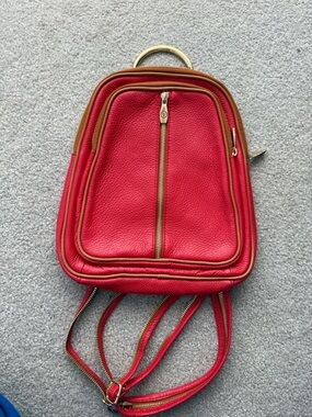 Valentina Red Leather Convertible Backpack